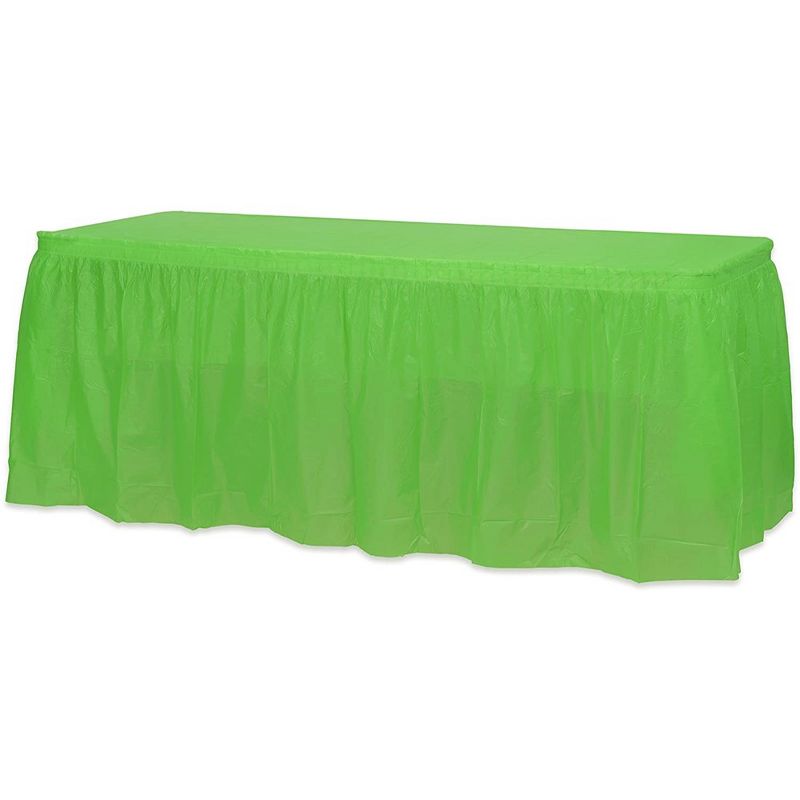 Crown Display 6 pack Disposable Plastic Tableskirts - 29" x 14 Ft ruffled Table Skirt with Adhesive Strip - 6 Count, 5 of 8