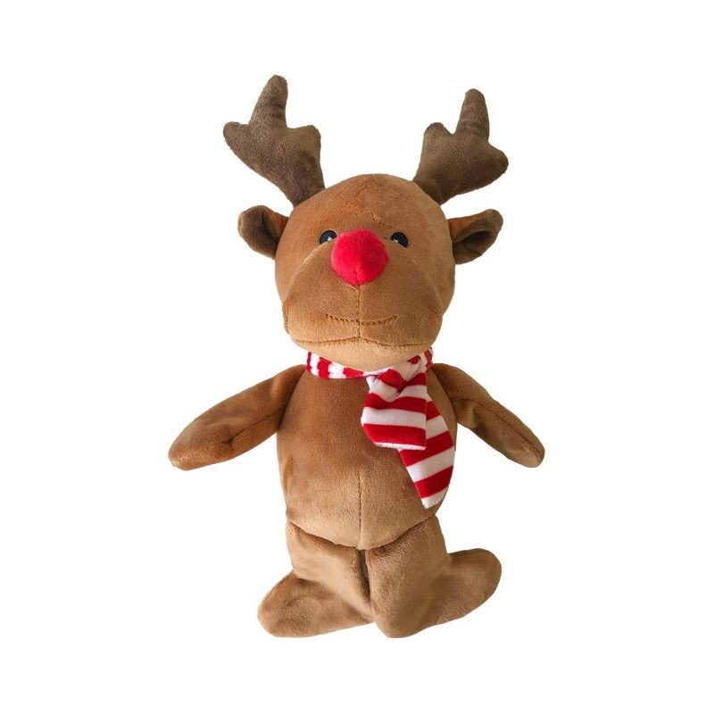 Midlee Christmas Reindeer Plush Dog Toy with Scarf, 1 of 8