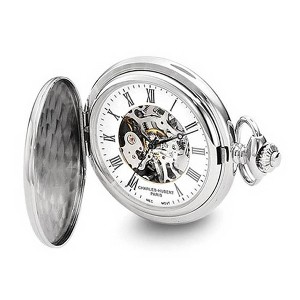 Black Bow Jewelry Charles Hubert Chrome-finish Shield Design Pocket Watch 47mm - 1 of 4