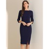 INSPIRE CHIC Women's Elegant Boat Neck 3/4 Sleeves Work Midi Split Sheath Dress - 3 of 4