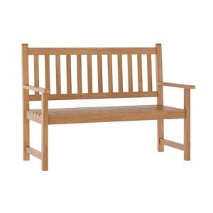 Flash Furniture Adele Commercial Grade Indoor/Outdoor Patio Acacia Wood Bench, 2-Person Slatted Seat Loveseat for Park, Garden, Yard, Porch - 1 of 4