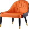 Dining Chair Set of 2, Modern Armrest Leather Upholstered Accent Dining Chair with Plastic Tube Plug for Kitchen Dining Room Apartment Living Room - 2 of 4