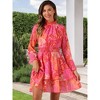 INSPIRE CHIC Women's Floral Long Sleeve Mock Neck Ruffle Layered Smocked Mini Dress - 2 of 4