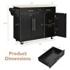 Costway Kitchen Island Trolley Cart Wood Top Rolling Storage Cabinet w/Knife Block Black - 2 of 4
