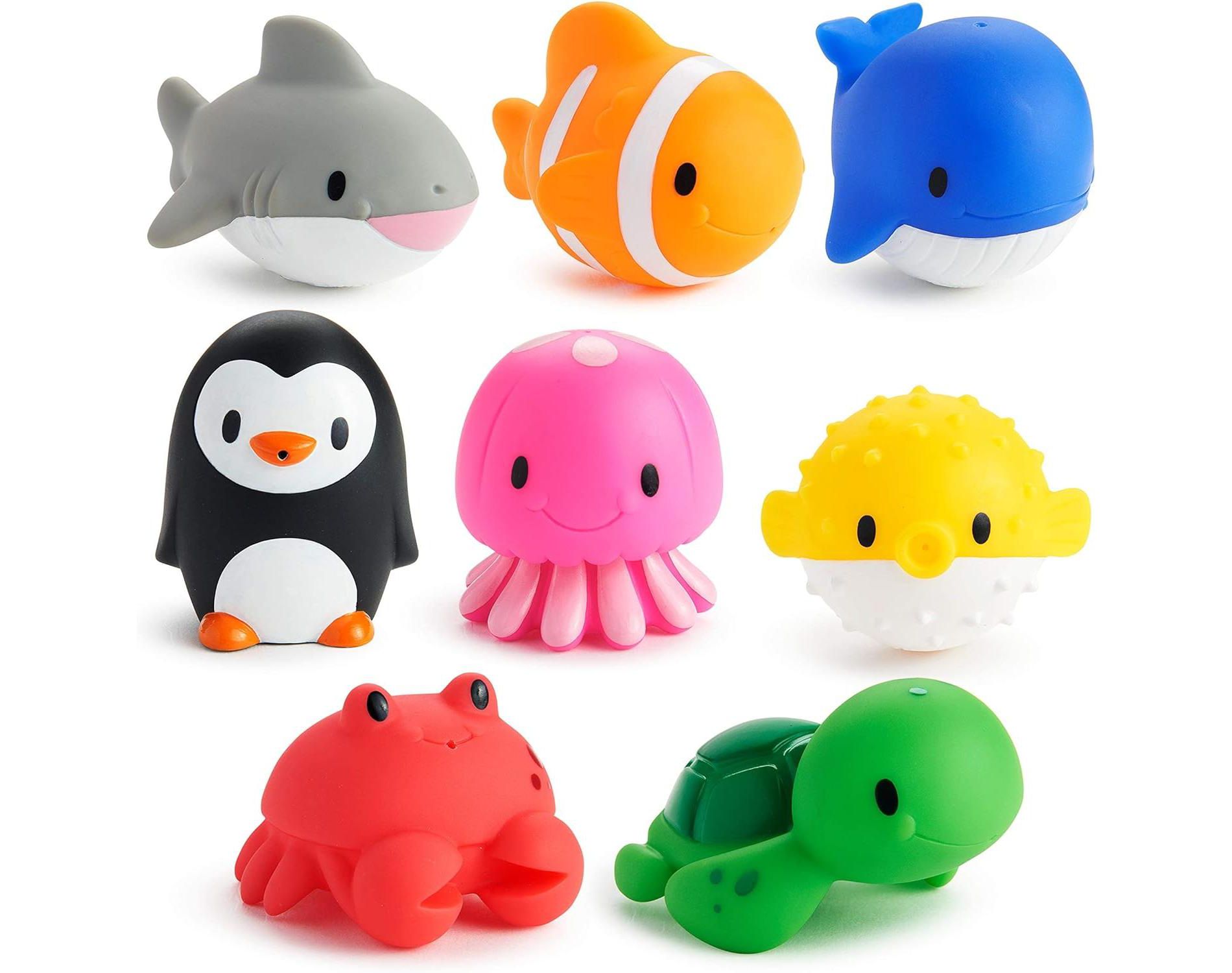 8-Pack Ocean Animal Squirting Bath Toys, Water-Spraying Sea Creatures for Babies 9+ Months