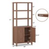 5 Tier Bookcase with 2 Doors, Mid-Century 71 Inch Tall Bookshelf with Adjustable Shelf - 2 of 4