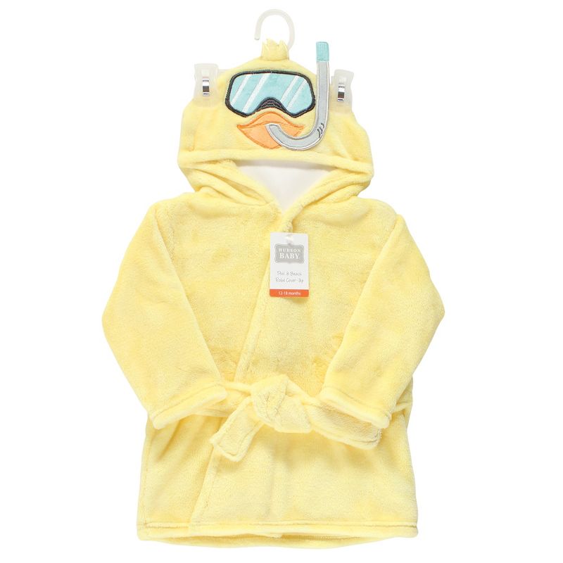 Hudson Baby Unisex Baby Plush Pool and Beach Robe Cover-ups, Scuba Duck, 3 of 4