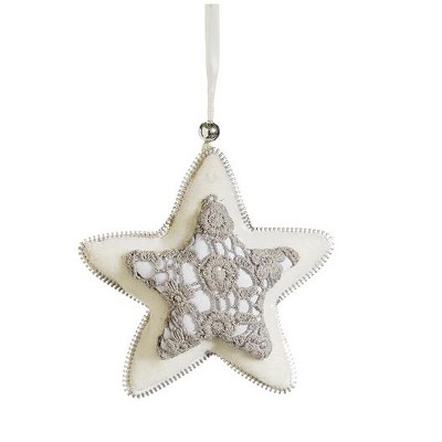 Allstate 5" Victorian Lace Plush Star Christmas Ornament - Gray