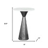 HomeRoots 23" White And Black Marble And Steel Round Pedestal End Table - 3 of 4