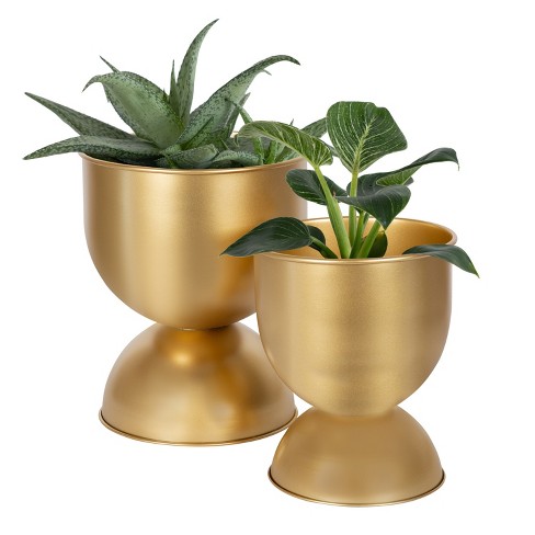 Kate And Laurel Volz Metal Freestanding Planter, 2 Piece, Gold : Target