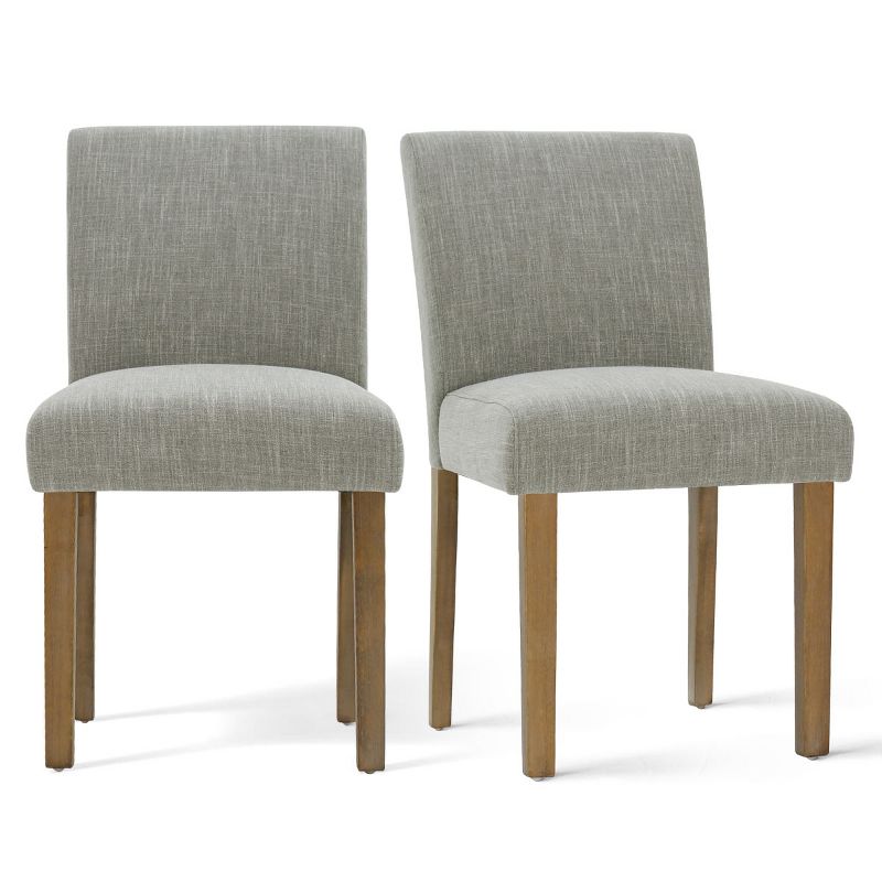 North Linen Dining Chairs Set Of 2,Upholstered Parsons Chairs With Rubberwood Legs-The Pop Maison, 3 of 9