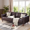 83"Faux Leather 3-Seater Sofa, Mid-Century Modern Couch with Spring Cushion, Deep Seat, 2 Removable Back Pillows & Wide Arms, for Living Room, Office - 4 of 4