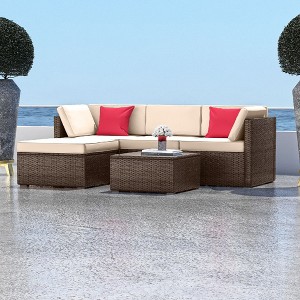 Nestl Outdoor Patio Furniture Set, 5 Piece  Wicker Patio Furniture Sets with Coffee Table - 1 of 4