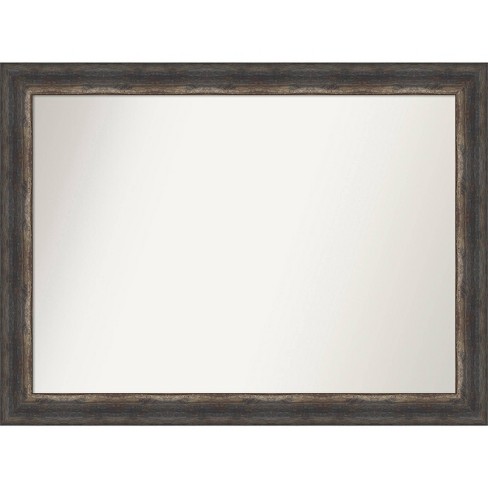 43" x 32" Non-Beveled Bark Rustic Char Wall Mirror - Amanti Art: Modern Rectangle, Polystyrene Frame - image 1 of 4