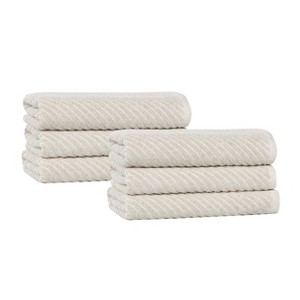 Viscose Cotton Blend Medium Weight Soft Textured Diagonal Ribbed Towel Set by Blue Nile Mills - 1 of 4