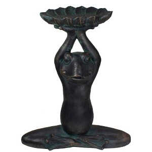 Northlight 22.25" Gray Yoga Frog with Bird Feeder Outdoor Garden Statue - 1 of 4