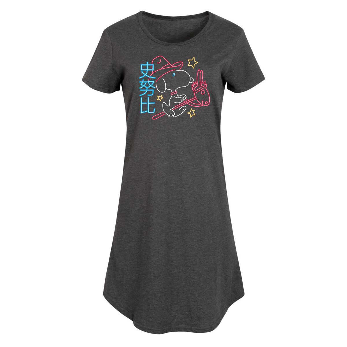 Women's - Peanuts - Neon Lunar NY Snoopy Graphic T-shirt Dress