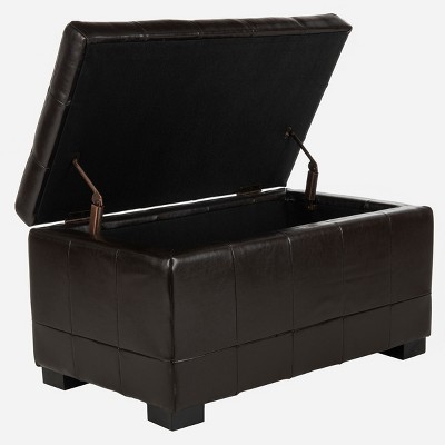 Manhattan Brown Leather Storage Bench with Beech Frame