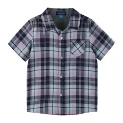 Andy & Evan Toddler Plaid Classic Fit Short Sleeve Collared Button Down Shirt - Blue 5T
