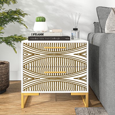 Hommoo Painted Printing End Table Bedside Table White