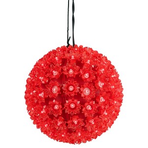 Northlight LED Lighted Hanging Starlight Floral Sphere Outdoor Christmas Decoration- 7.5" - Red - 1 of 4