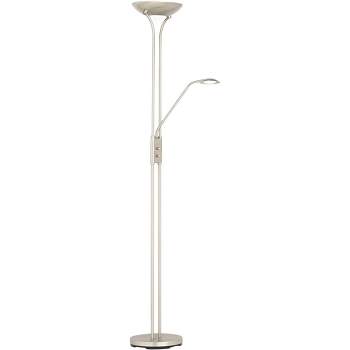 360 Lighting Canby Modern Torchiere Floor Lamp with Side Light 72" Tall Brushed Nickel Dimmable LED for Living Room Reading Bedroom Office House Home