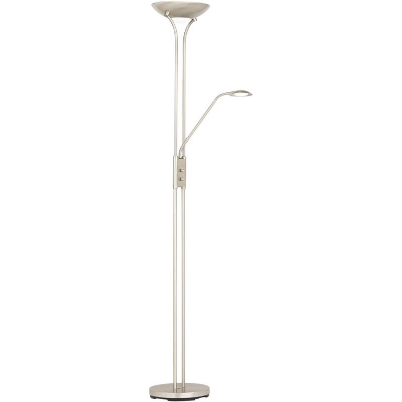 360 Lighting Canby Modern Torchiere Floor Lamp with Side Light 72" Tall Brushed Nickel Dimmable LED for Living Room Reading Bedroom Office House Home, 1 of 10