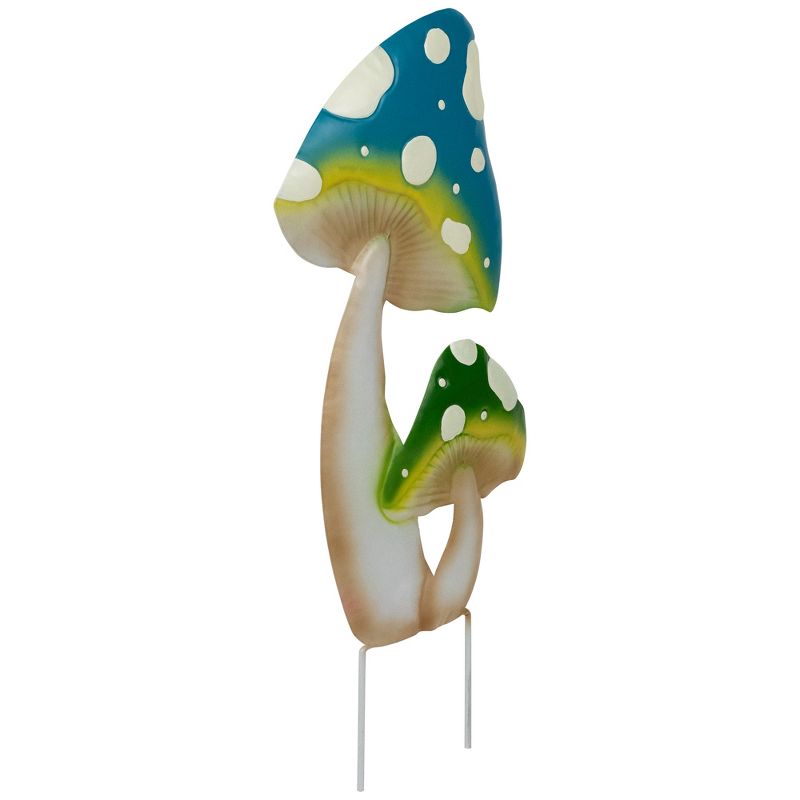 Northlight Double Spotted Mushrooms Outdoor Garden Stake - 16" - Blue and Green, 4 of 8