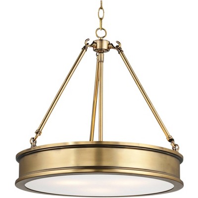 Minka Lavery Liberty Gold Pendant Chandelier 19" Wide Modern White Glass 3-Light Fixture for Dining Room House Foyer Entryway Home