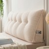 Soft Wedge Teddy Velvet Headboard Pillow w/ Side Pocket - PP Cotton Filled, Triangular Backrest Cushion for Dorm Bed - 2 of 4