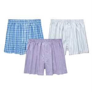 INSPIRE CHIC Men's Cotton Lightweight Breathable Mid-Waisted Plaid Underwear 3 Packs - 1 of 4