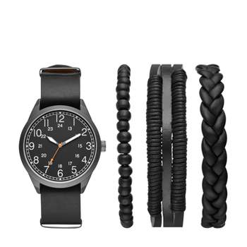 Men's Easy Read Field Strap Watch Set - Goodfellow & Co™ Black