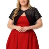 Women's Plus Size Sheer Lace Elegant Eyelet Short Sleeve Banquet Crop Shrugs - Agnes Orinda - 2 of 4