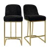 27.5" Counter Height Stools with Barrel Back and Arms,Modern Bar Stools Set of 2, Upholstered Seat Linen Kitchen Island Chair-Maison Boucle - 2 of 4