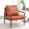Cooper 28.74" Wide Faux Leather Thick Padded Backrest and Seat Cushion Walnut Metal Legs With Armrest Accent Chair-Maison Boucle - 2 of 4