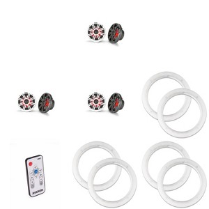 Kicker ( 3 Pair ) 45KM654L LED 6.5 Marine Coax with Charcoal and White Grills with a Pair of 50KLSR65 6.5 Led Speaker Ring & LED Remote Bundle - 1 of 4