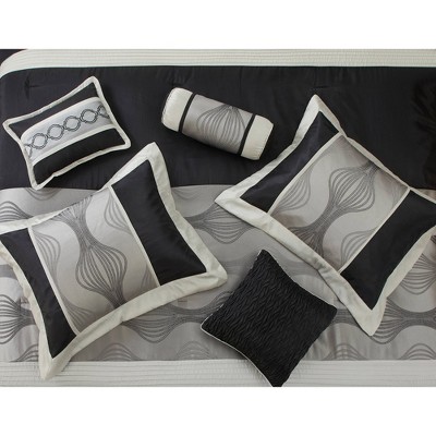 King Black and Silver Microfiber 7-Piece Comforter Set