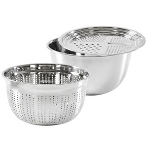 Oster 3 Piece Stainless Steel Multifunction Prep Bowl Set - 1 of 4