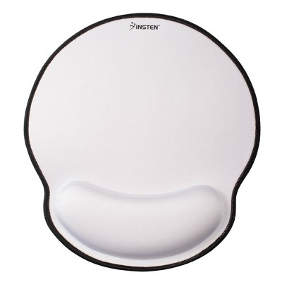 Insten Mouse Pad with Wrist Support Rest, Stitched Edge Mat, Ergonomic Support, Pain Relief Memory Foam, Round, White, 10.5 x 9.5 inches