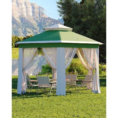 13x13ft Pop Up Gazebo Outside Canopy Tent with 6 Pcs Mosquito Netting One Push Setup