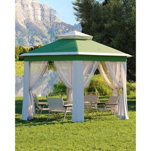 13x13ft Pop Up Gazebo Outside Canopy Tent with 6 Pcs Mosquito Netting One Push Setup - 1 of 4