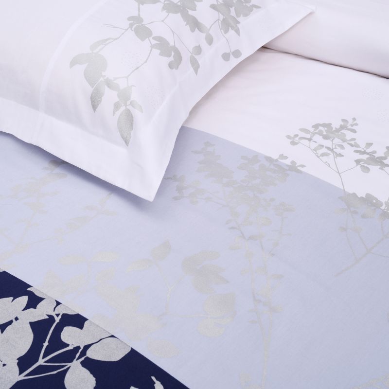 Casual Floral Embroidered Cotton Duvet Cover and Pillow Sham Set - Blue Nile Mills, 3 of 9