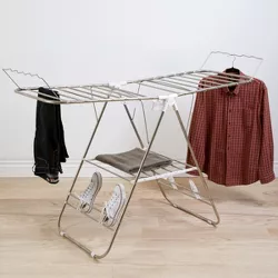 Clothes Drying Rack - Folding Indoor or Outdoor Portable Dryer for Clothing and Towels - Collapsible Laundry Clothes Stand by Everyday Home (Silver)