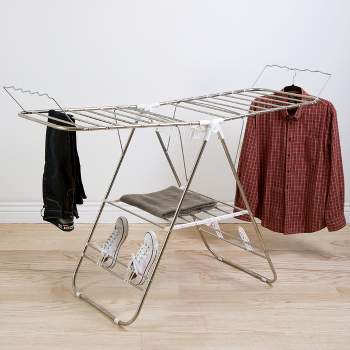 Clothes Drying Rack - Folding Indoor or Outdoor Portable Dryer for Clothing and Towels - Collapsible Laundry Clothes Stand by Everyday Home (Silver)