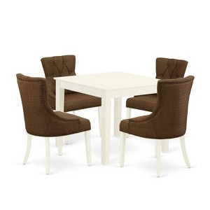 HomeStock 5-Pc Linen White Finish Solid Wood Top - Square Dining Room Set - Seats 4 - 1 of 4