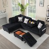 MAYEERTY 94.5 Inch L-Shaped Sectional - Solid Wood & Iron Frame, Storage Ottoman, Built-in Cup Holders - 3 of 4