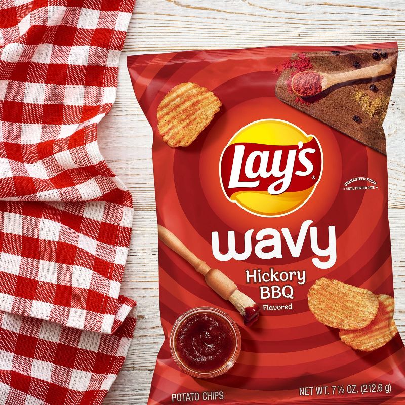 Lay&#39;s Wavy Hickory Barbecue Flavored Potato Chips - 7.5oz, 4 of 5