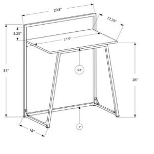 Vynxaria Modern 30" Computer Desk with White Metal Frame Sleek Home Office Workspace for Laptops - 1 of 4