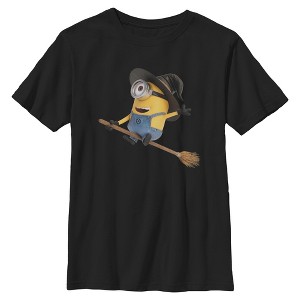 Boys Despicable Me Stuart Flying Broomstick Happy Witch T Shirt - 1 of 4