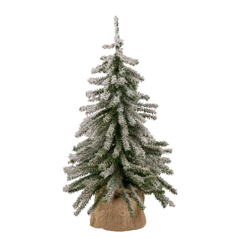 Northlight 1.5 FT Potted Flocked Downswept Mini Village Pine Medium Artificial Christmas Tree - Unlit, 1 of 7